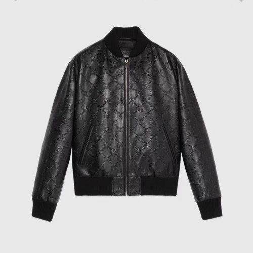 Gucci  Stereoscopic Logo Long Sleeve Classic Leather Jacket #nigo56386