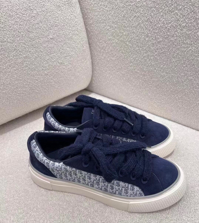Dior Flat Bottom Printed Lace Up Canvas Casual Board Shoes #nigo21683