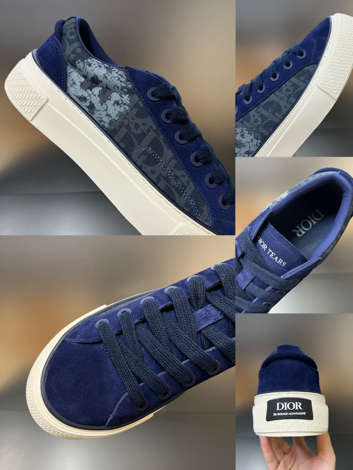 Dior Flat Bottom Printed Lace Up Canvas Casual Board Shoes #nigo21683