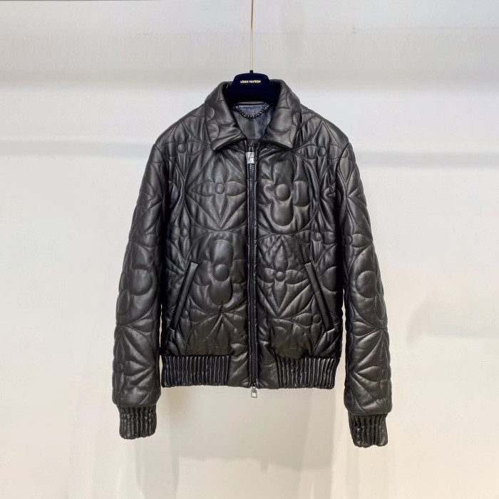 Louis Vuitton Stereoscopic Logo Long Sleeve Classic Leather Jacket #nigo56357
