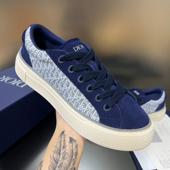 Dior Flat Bottom Printed Lace Up Canvas Casual Board Shoes #nigo21683