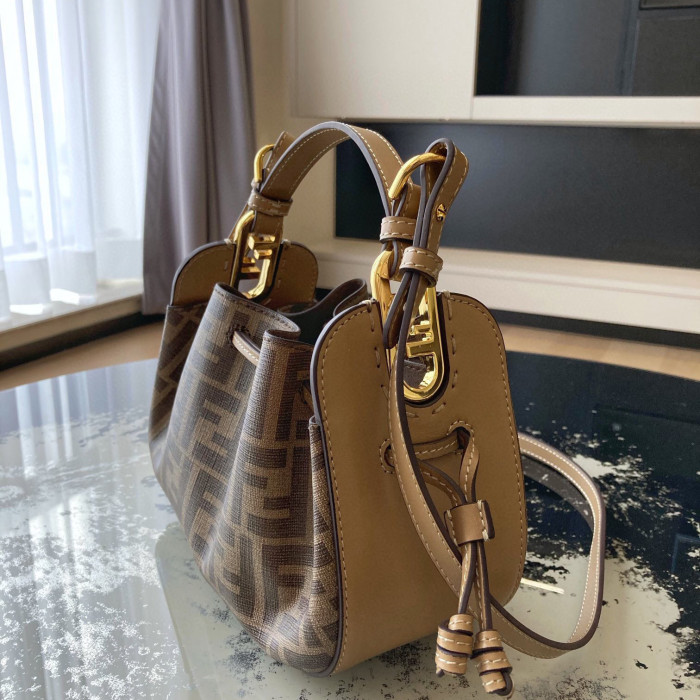 Fendi Calfskin All-Over Print Drawstring Bucket Bag Bags #nigo53359