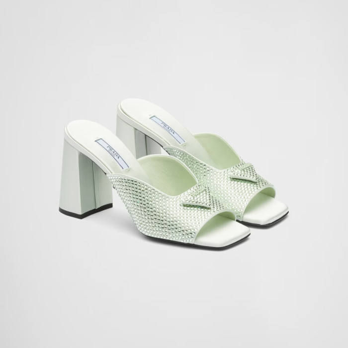 Prada Half Drag Shiny Diamond High Heeled Sandals #nigo21686