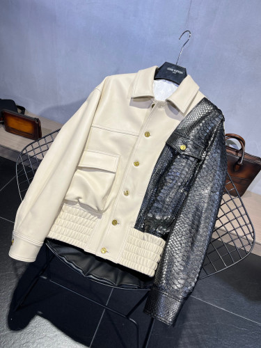 Louis Vuitton Leather Long Sleeved Patchwork Leather Jacket #nigo21699