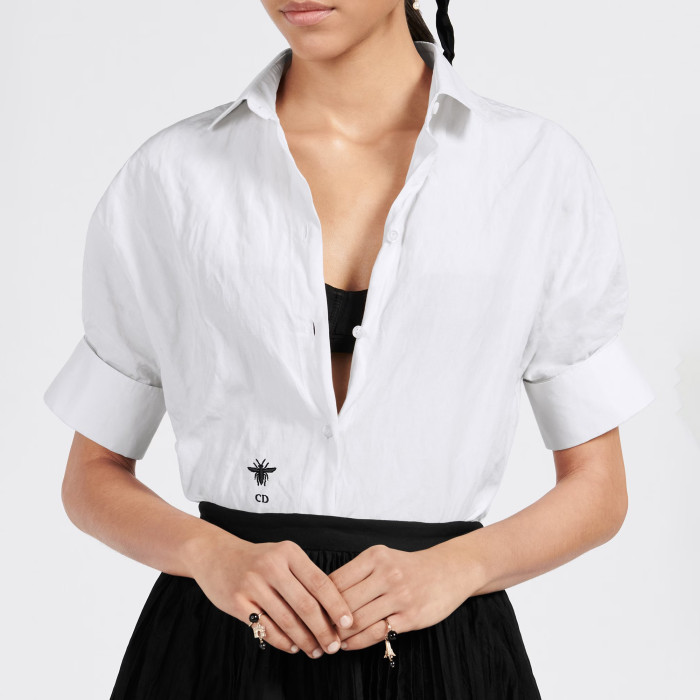 Dior Blouse With Puff Sleeves Women's Embroidered Logo Short Sleeve Shirt #nigo96261