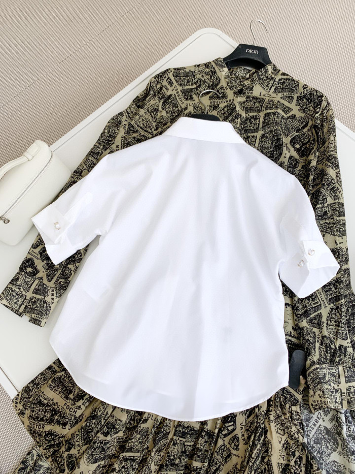 Dior Blouse With Puff Sleeves Women's Embroidered Logo Short Sleeve Shirt #nigo96261