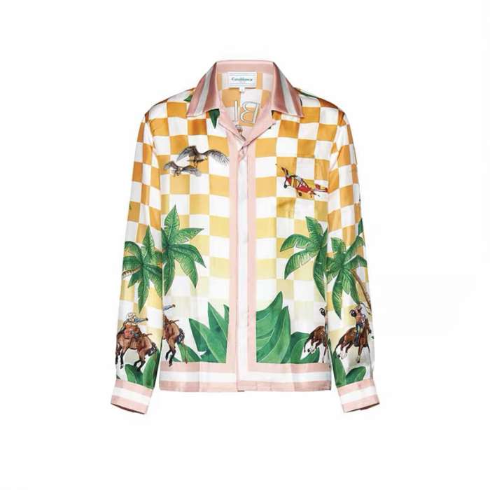 Casablanca Pink Plaid Long Sleeved Buttoned Shirt #nigo21694