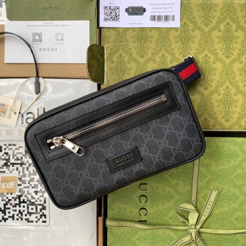 Gucci Black Cowhide Splicing Waist Bag  #nigo56336
