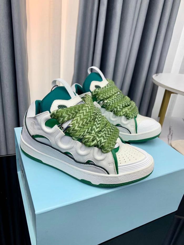 Lanvin Curb White Green Patchwork Lace Uup Casual Board Shoes #nigo21698