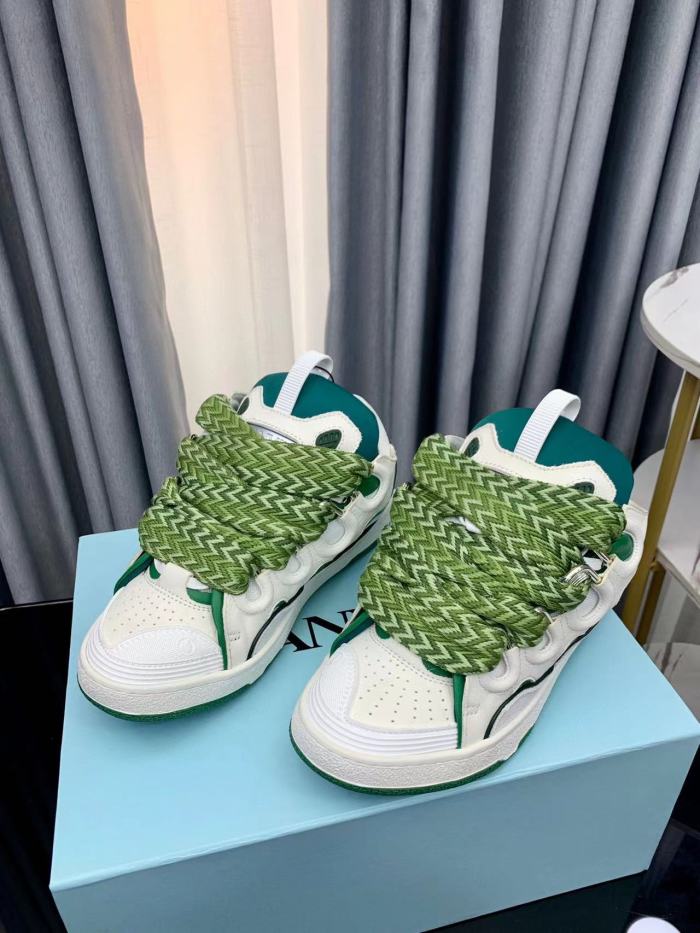 Lanvin Curb White Green Patchwork Lace Uup Casual Board Shoes #nigo21698