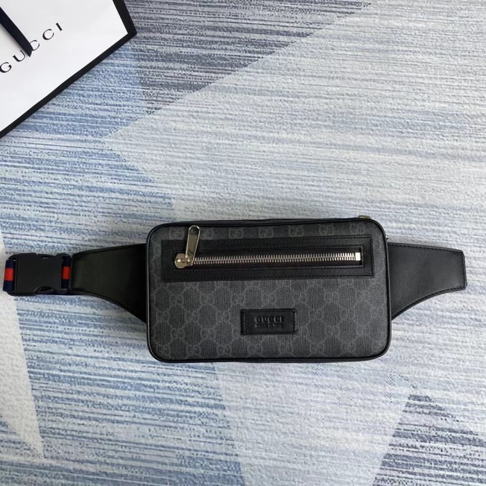 Gucci Black Cowhide Splicing Waist Bag  #nigo56336