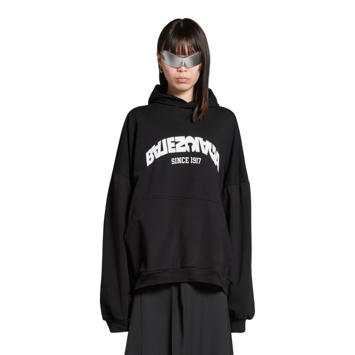 Balenciaga Back Flip Round Hoodie Oversize In Black Mirror Letter Hooded Sweatshirt Pullover #nigo96248