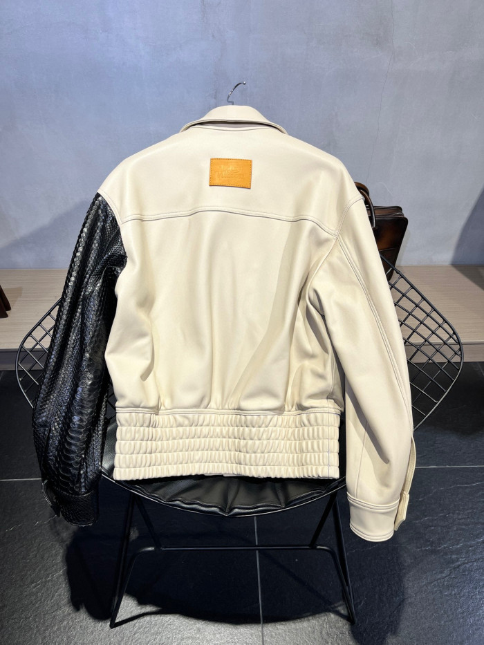 Louis Vuitton Leather Long Sleeved Patchwork Leather Jacket #nigo21699