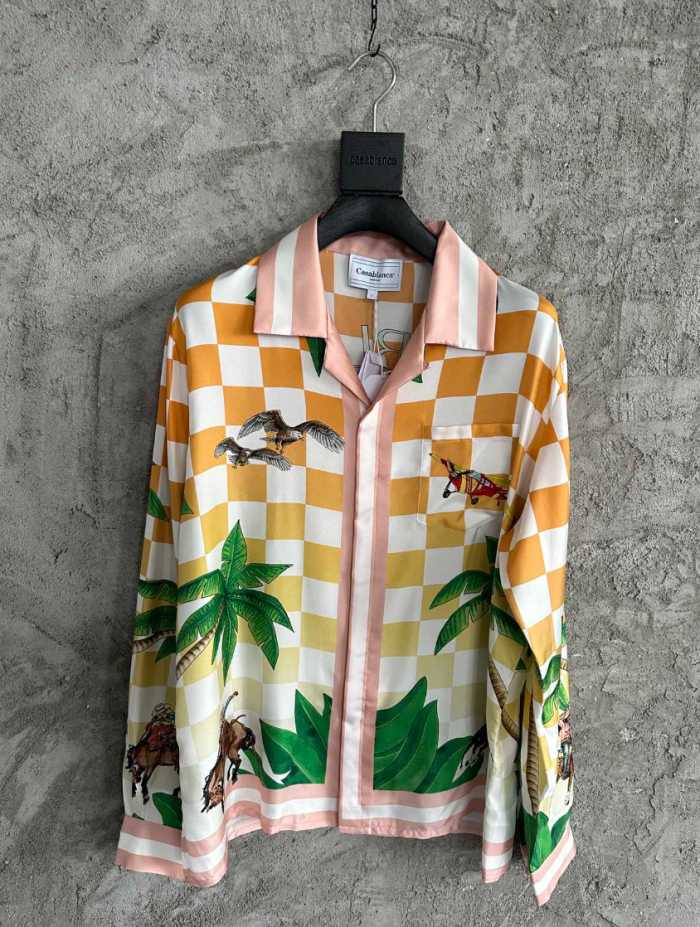 Casablanca Pink Plaid Long Sleeved Buttoned Shirt #nigo21694