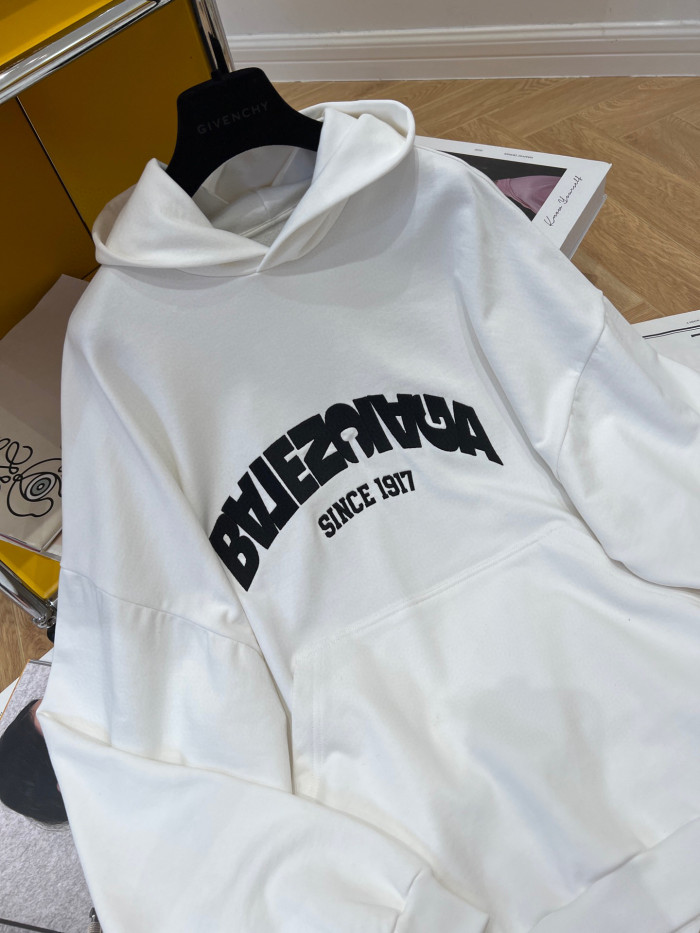 Balenciaga Back Flip Round Hoodie Oversize In Black Mirror Letter Hooded Sweatshirt Pullover #nigo96248