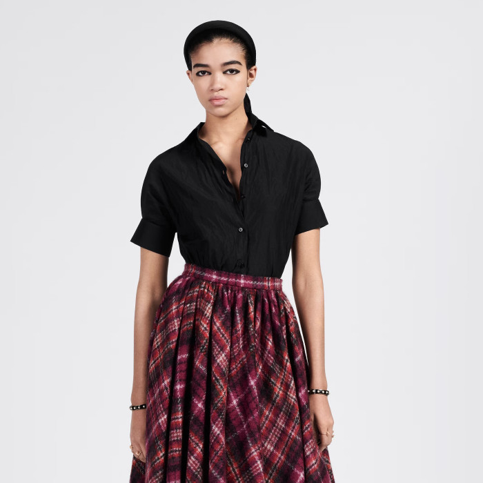 Dior Blouse With Puff Sleeves Women's Embroidered Logo Short Sleeve Shirt #nigo96261