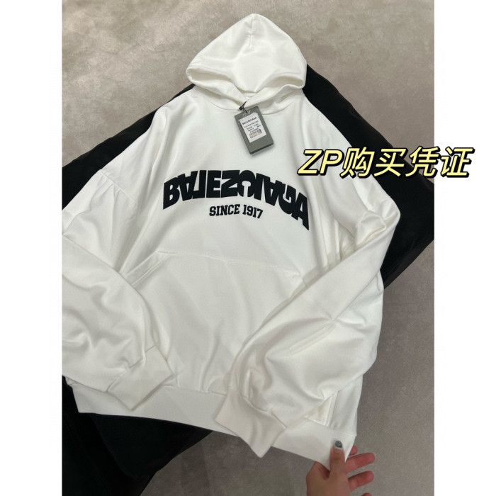 Balenciaga Back Flip Round Hoodie Oversize In Black Mirror Letter Hooded Sweatshirt Pullover #nigo96248