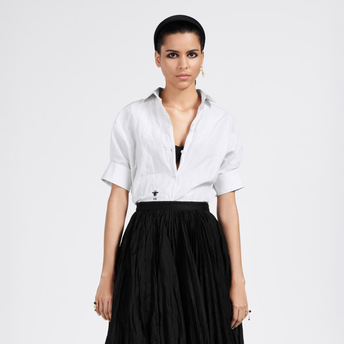 Dior Blouse With Puff Sleeves Women's Embroidered Logo Short Sleeve Shirt #nigo96261