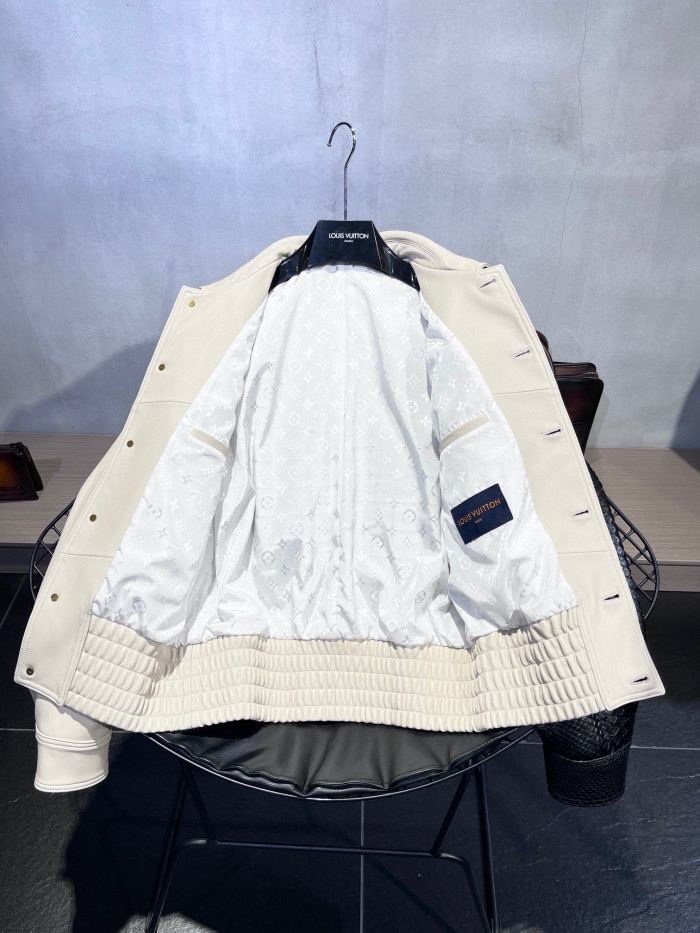 Louis Vuitton Leather Long Sleeved Patchwork Leather Jacket #nigo21699