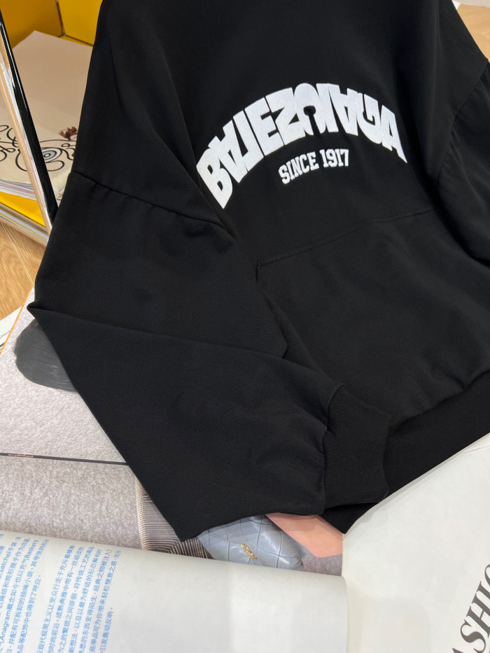 Balenciaga Back Flip Round Hoodie Oversize In Black Mirror Letter Hooded Sweatshirt Pullover #nigo96248