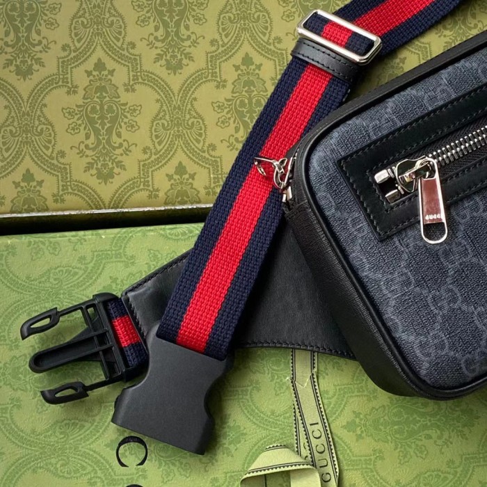Gucci Black Cowhide Splicing Waist Bag  #nigo56336