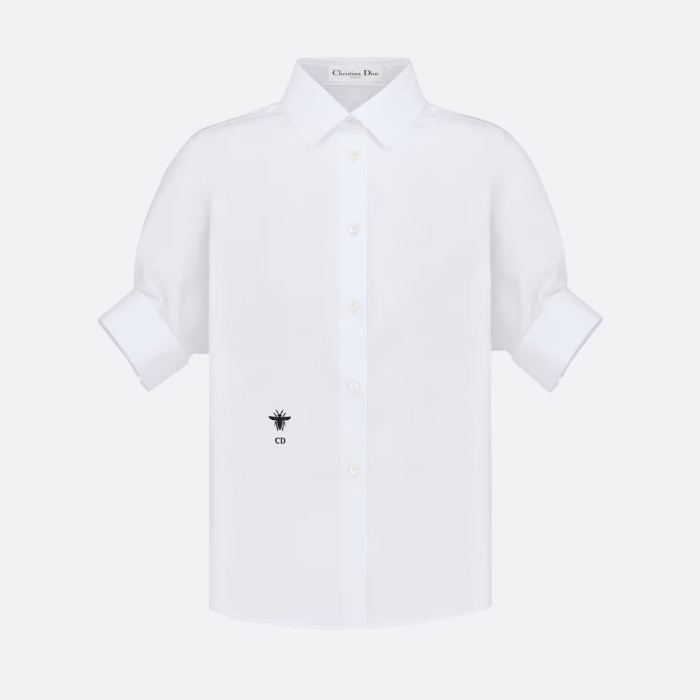 Dior Blouse With Puff Sleeves Women's Embroidered Logo Short Sleeve Shirt #nigo96261