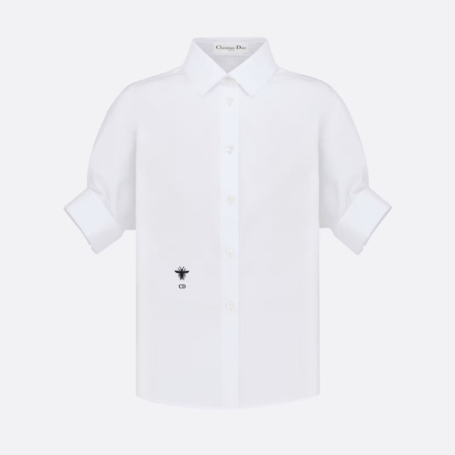Dior Blouse With Puff Sleeves Women's Embroidered Logo Short Sleeve Shirt #nigo96261