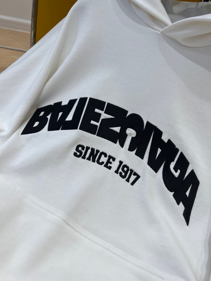 Balenciaga Back Flip Round Hoodie Oversize In Black Mirror Letter Hooded Sweatshirt Pullover #nigo96248