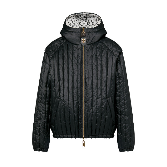 Louis Vuitton Reversible Pinstripe Nylon Hooded Jacket Puffer Down #nigo96263