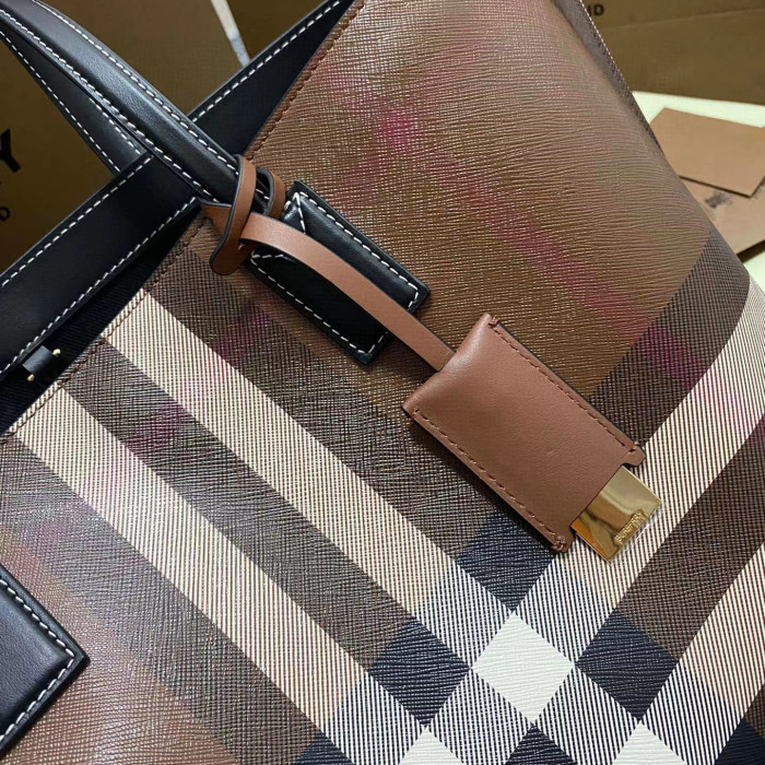 Burberry Striped Leather Tote Bag Underarm Shoulder Bag #nigo54972