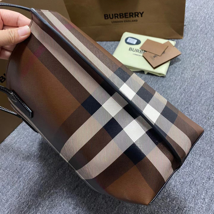 Burberry Striped Leather Tote Bag Underarm Shoulder Bag #nigo54972