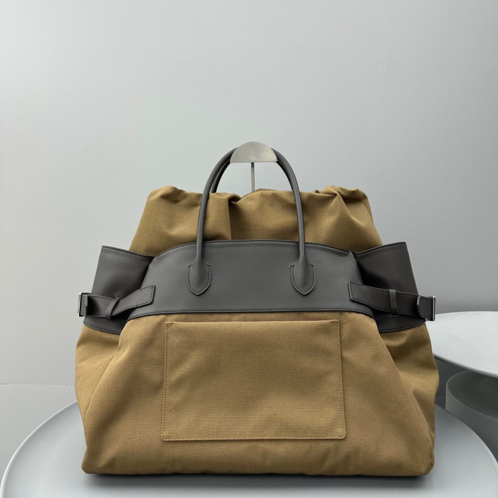 THE ROW Nylon Canvas Leather Handbag Bag #nigo56218