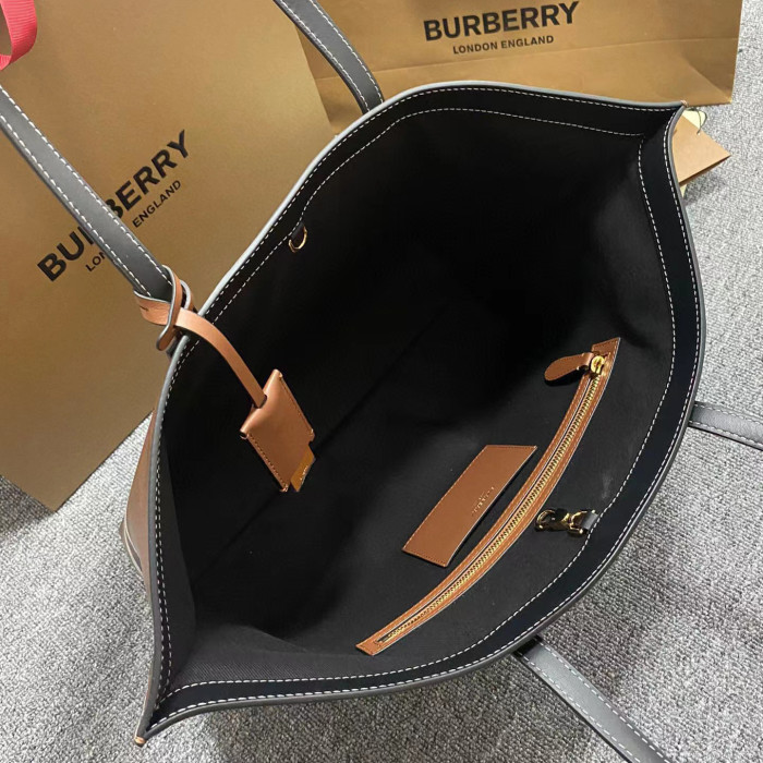 Burberry Striped Leather Tote Bag Underarm Shoulder Bag #nigo54972