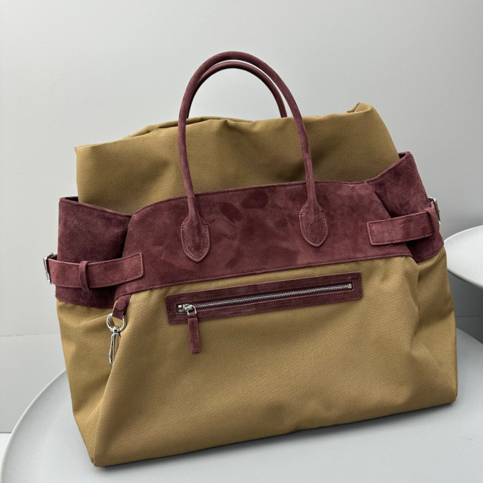 THE ROW Nylon Canvas Leather Handbag Bag #nigo56218