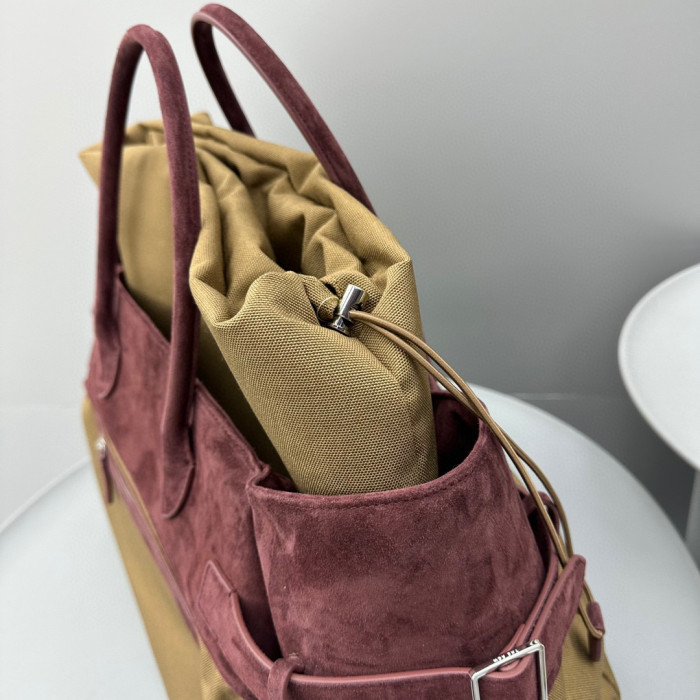 THE ROW Nylon Canvas Leather Handbag Bag #nigo56218