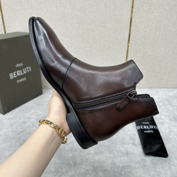 Berluti Demesure Scritto Graphic Leather Boots Ngvp #nigo6471