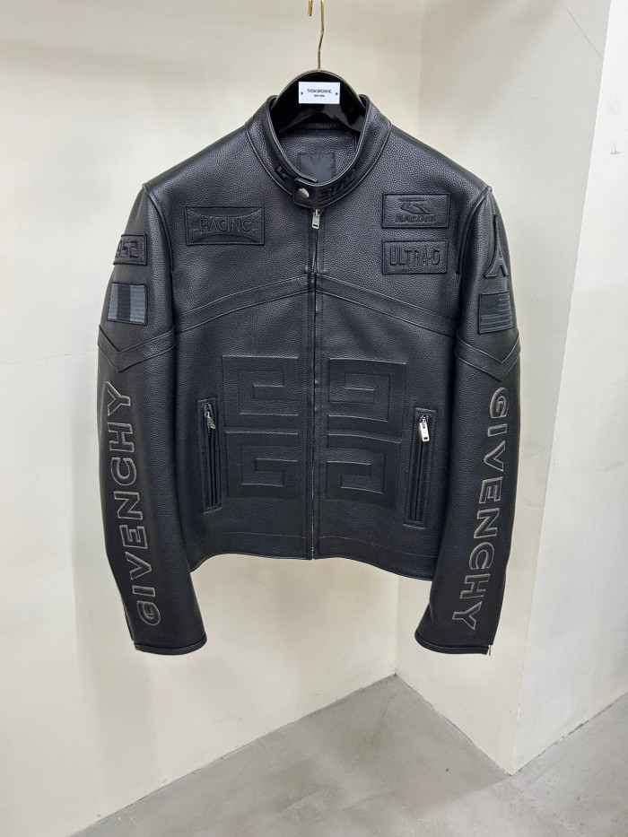 Givenchy Biker Leather Jacket Zip Up Coat #nigo96276