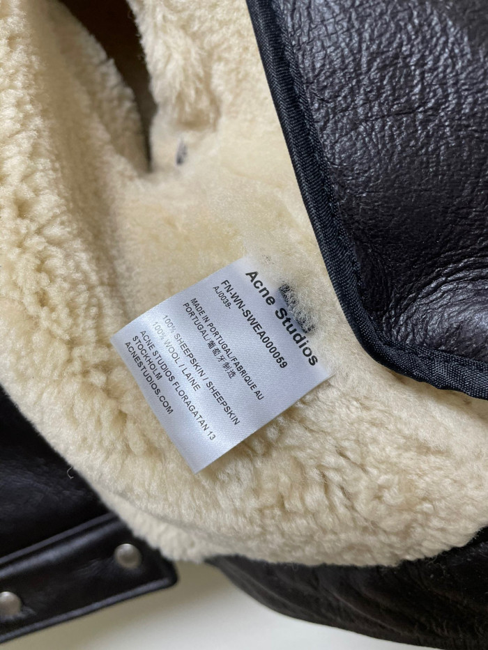 Acne Studios Lamb's Wool Winter Lapel Biker Jacket Coat #nigo96275