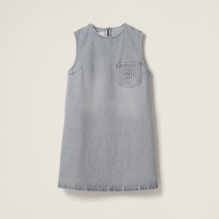 MiuMiu Sleeveless Round Neck Denim Dress Skirt #nigo96271