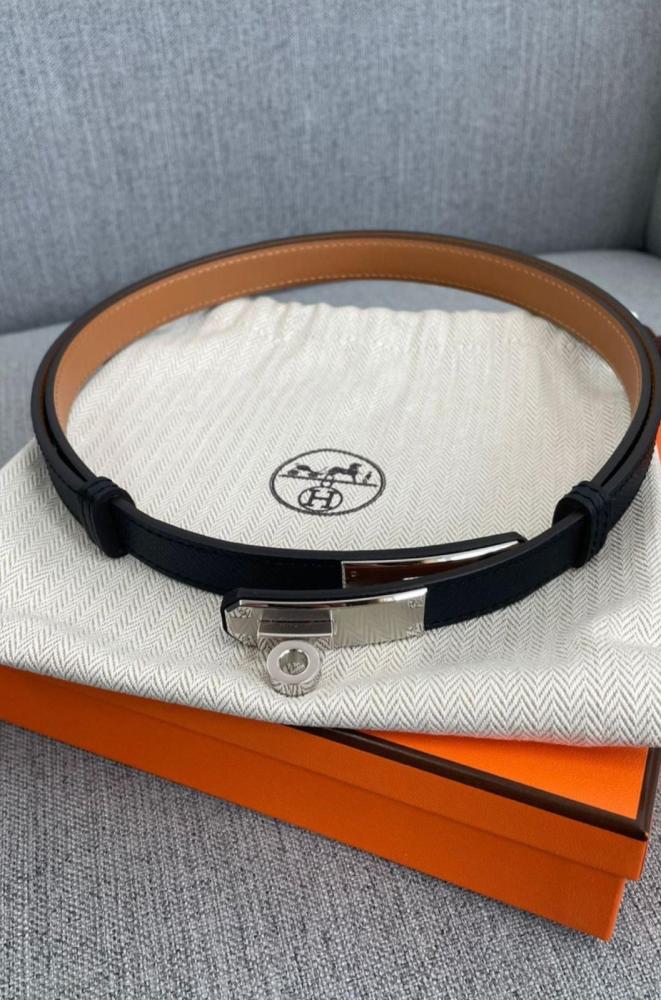 Hermes Black Leather Fine Decorative Waistband #nigo21724