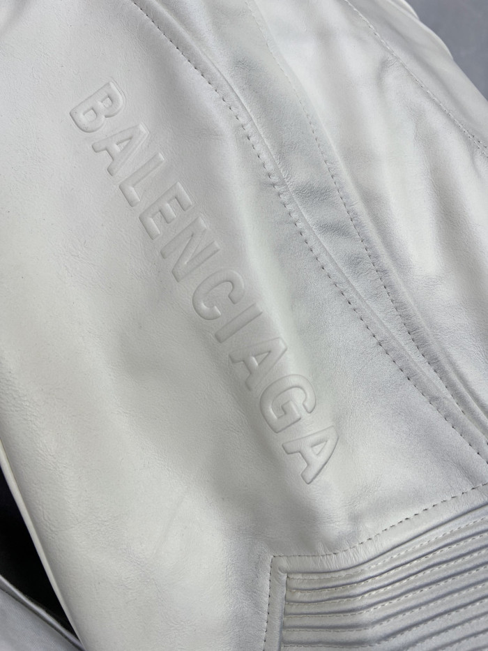 Balenciaga Men's Oversized Biker Jacket Baggy Pants In White #nigo95117