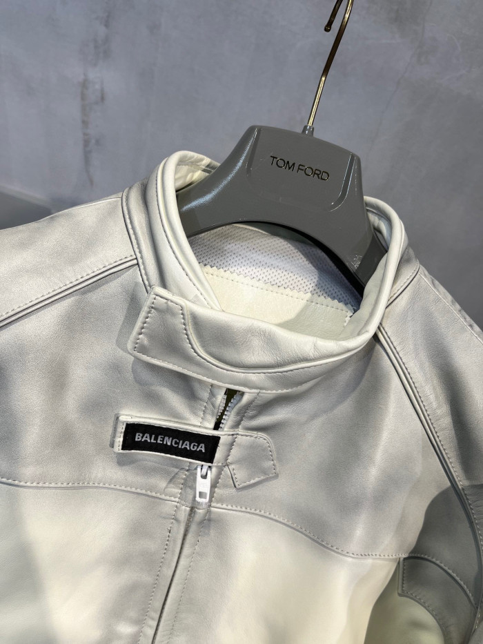 Balenciaga Men's Oversized Biker Jacket Baggy Pants In White #nigo95117