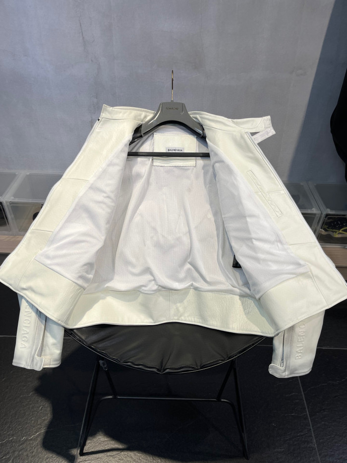 Balenciaga Men's Oversized Biker Jacket Baggy Pants In White #nigo95117