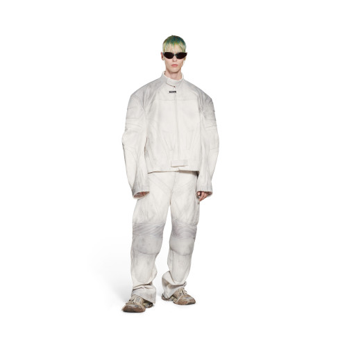 Balenciaga Men's Oversized Biker Jacket Baggy Pants In White #nigo95117