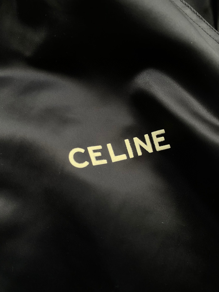 Celine Embroidered Teddy Jacket In Satin-Finish Nylon Logo Baseball Jacket #nigo96291