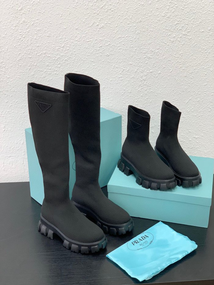 Prada Monolith Knit Booties Knitted Stretch Sock Boots Shoes #nigo96294