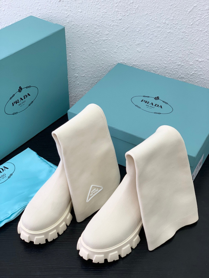 Prada Monolith Knit Booties Knitted Stretch Sock Boots Shoes #nigo96294