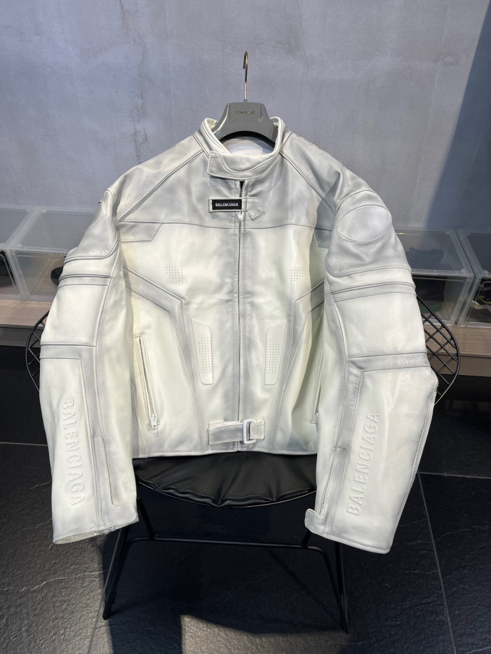 Balenciaga Men's Oversized Biker Jacket Baggy Pants In White #nigo95117