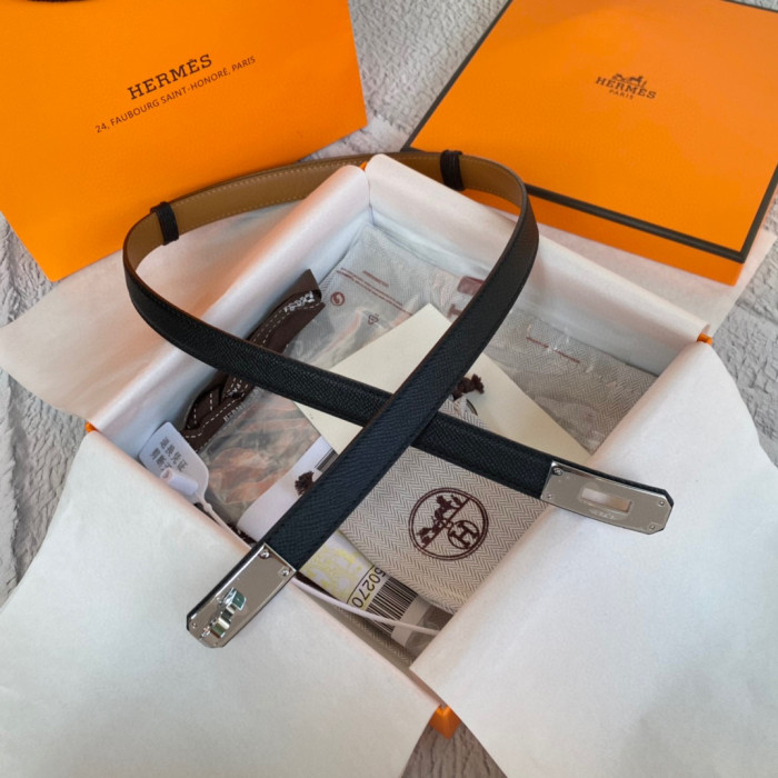 Hermes Black Leather Fine Decorative Waistband #nigo21724