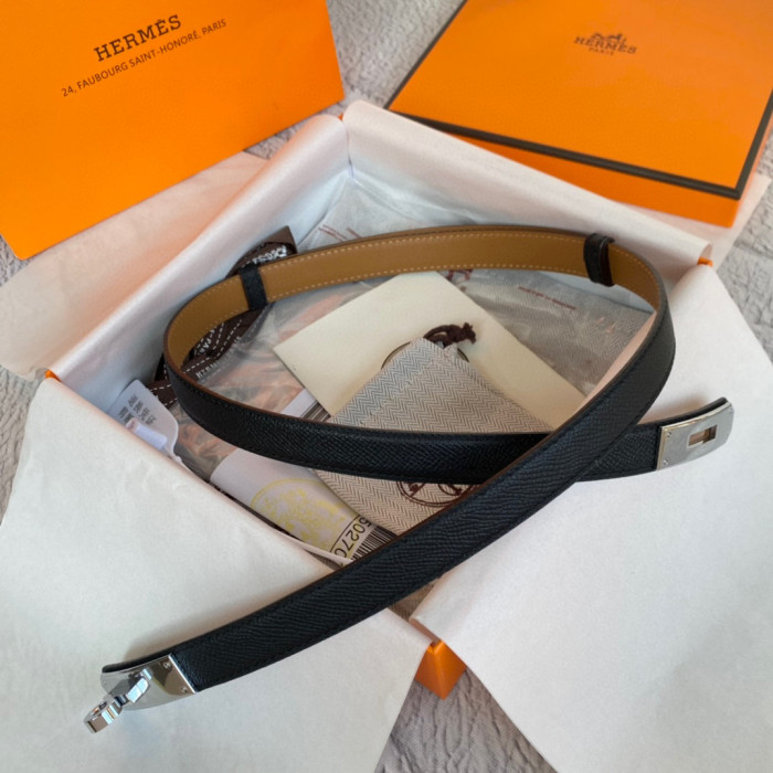 Hermes Black Leather Fine Decorative Waistband #nigo21724